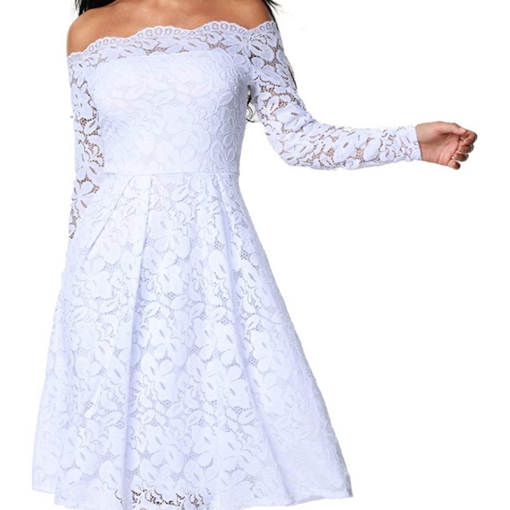 Women's Floral Lace Vintage Boat Neck Swing Dress